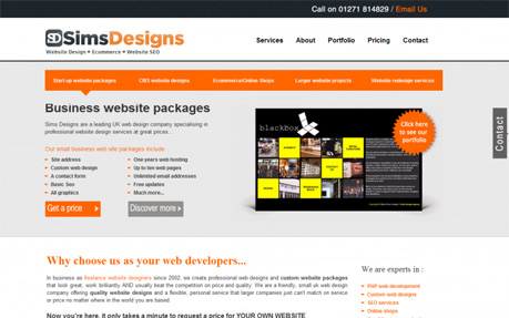 Sims Designs, website designers