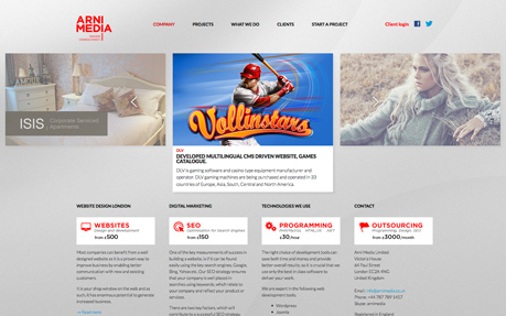 Arni Media - website design