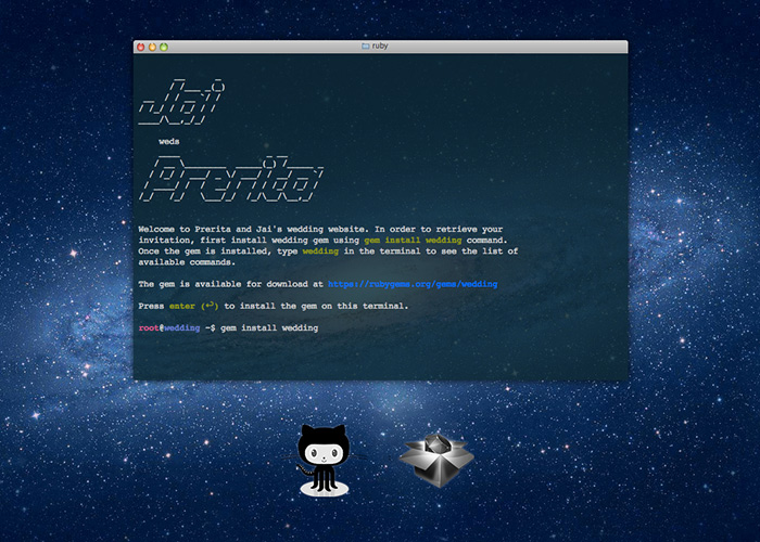 A ruby hacker's wedding invitation