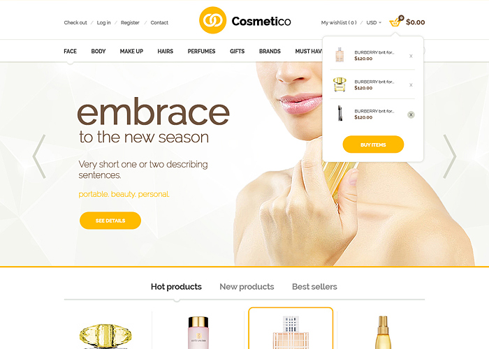 Cosmetico - Responsive eCommerce WordPress Theme