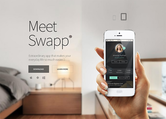 Swapp - extraordinary app landing page
