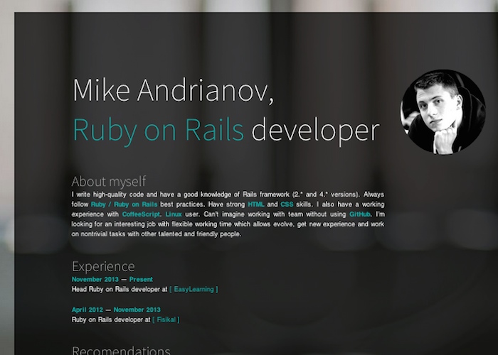 Mike Andrianov - Ruby on Rails developer