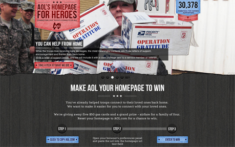 AOL's Homepage for Heroes
