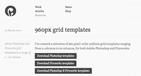 960px grid templates for Photoshop