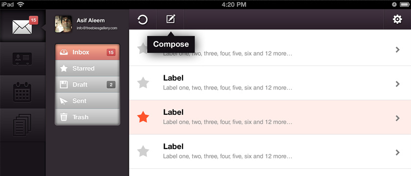 Ipad Email Client App UI