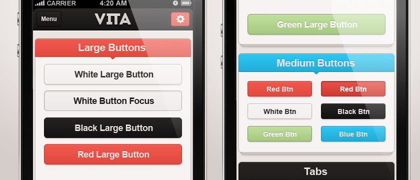 Vita iPhone App UI Kit Psd