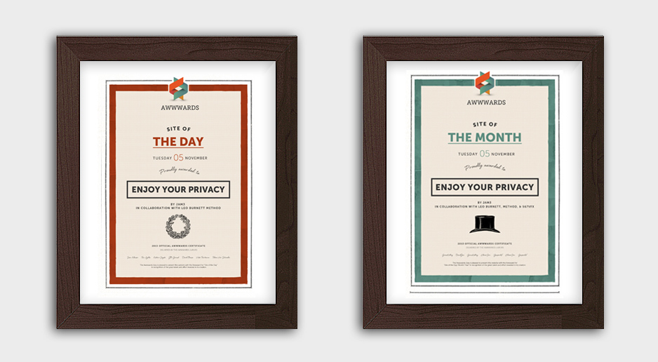 Site of the Month Certificates