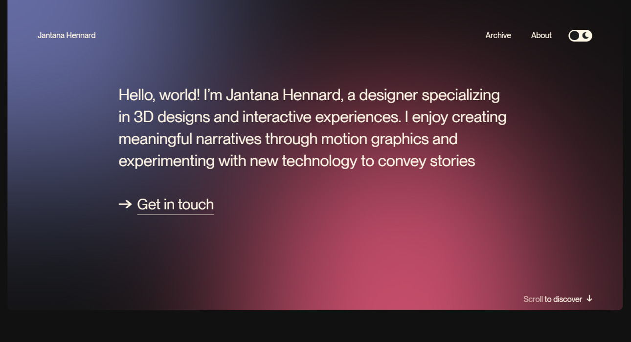 Portfolios design idea #424: Jantana Hennard — Portfolio
